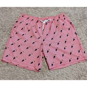 Mosmann Swim Trunks Mens XL Red Toucan Board Shorts‎ Beach Stretch Quick Dry